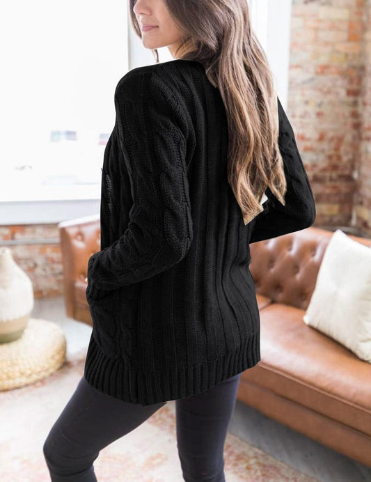 Cardigan Sweaters for Women 2026 Fall Long Sleeve Cable Knit Open Front Button Chunky Trendy Outerwear Coats