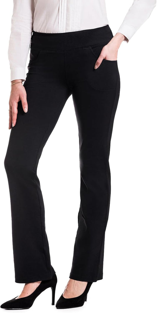 Women'S 5 Pockets Bootcut Flare Yoga Dress Pants for Work, Office & Everyday Wear, Stretch Flare Leggings