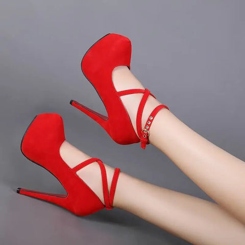 Sexy High Heels Ladies Stilettos Strappy Pumps Women'S Sandals Summer Shoes Platform Heels Woman Ankle Strap Shoes
