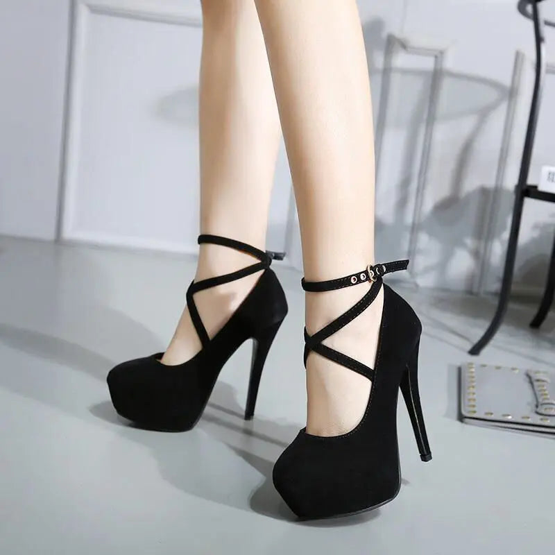 Sexy High Heels Ladies Stilettos Strappy Pumps Women'S Sandals Summer Shoes Platform Heels Woman Ankle Strap Shoes