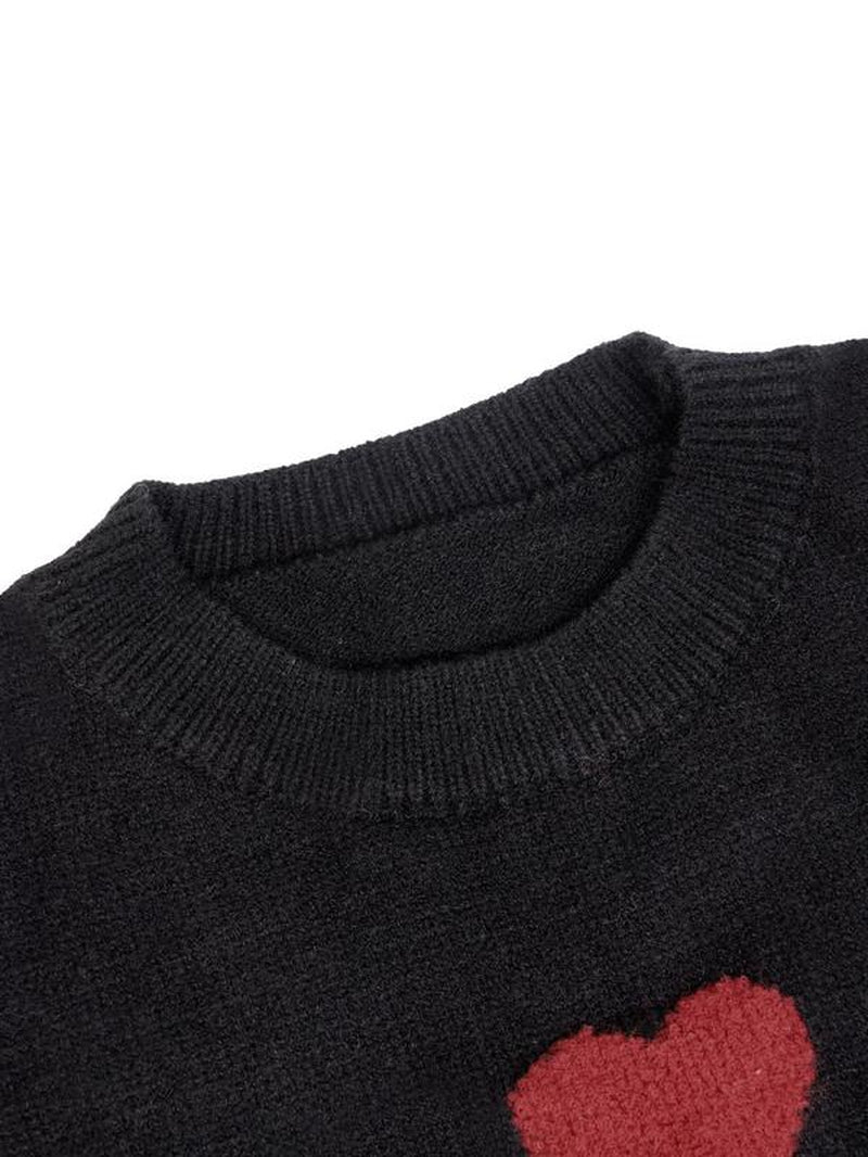 Printed Heart Knitted Sweater