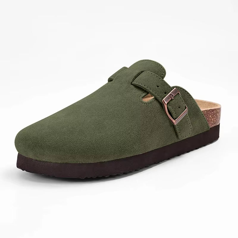Suede Clogs for Women Men Summer Cork Mules Soft Footbed Sandals with Arch Support New Leisure Fashion Genuine Clogs