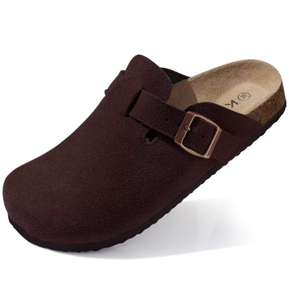 Suede Clogs for Women Men Summer Cork Mules Soft Footbed Sandals with Arch Support New Leisure Fashion Genuine Clogs