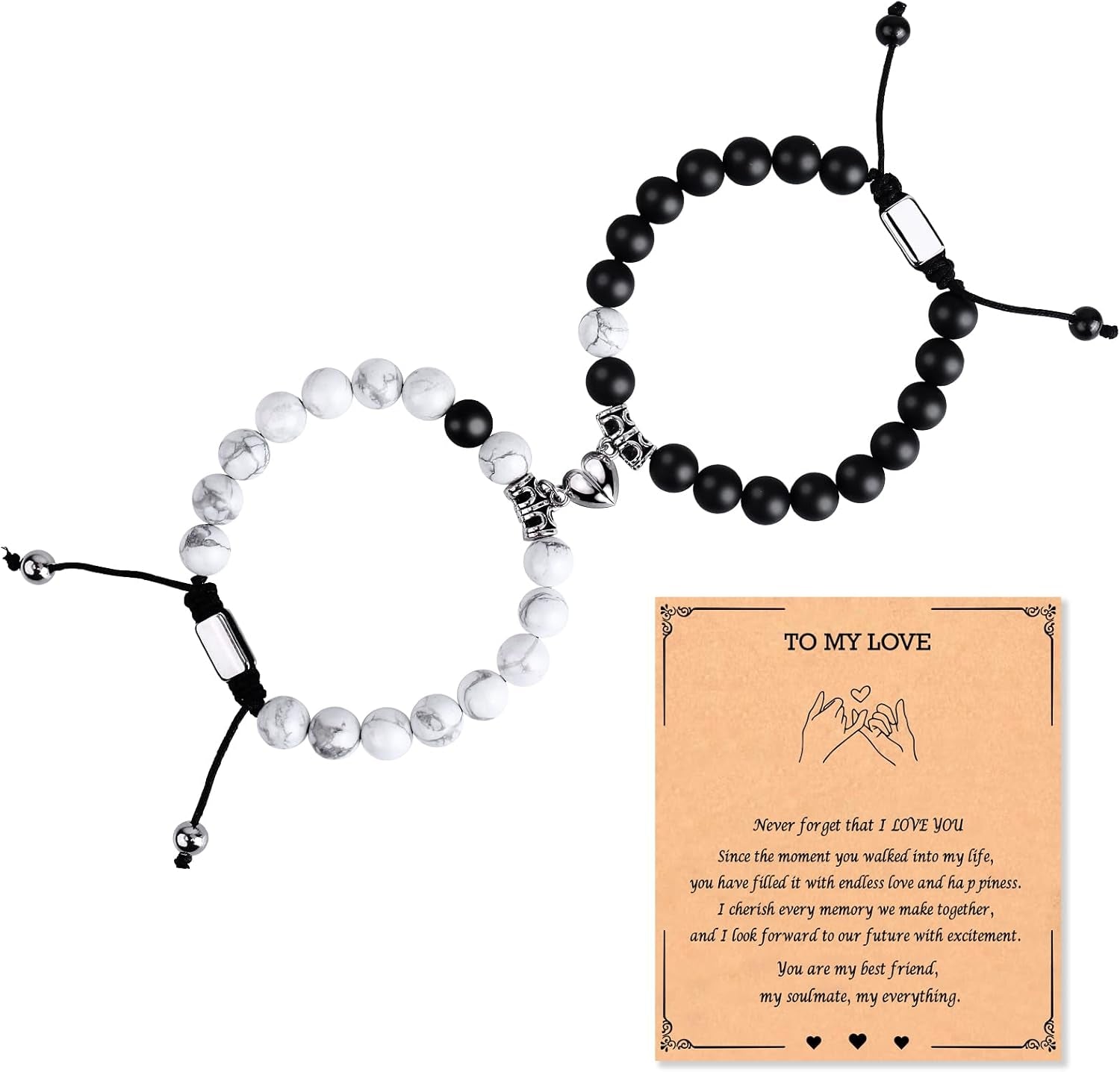 Black Beaded Bracelets for Men Boys: 6Mm Obsidian Onyx Lava Beads Mens Bracelet Set Mens Jewelry - Cool Anniversary Valentines Fathers Birthday Gifts for Him Boyfriend Husband Man Son Dad