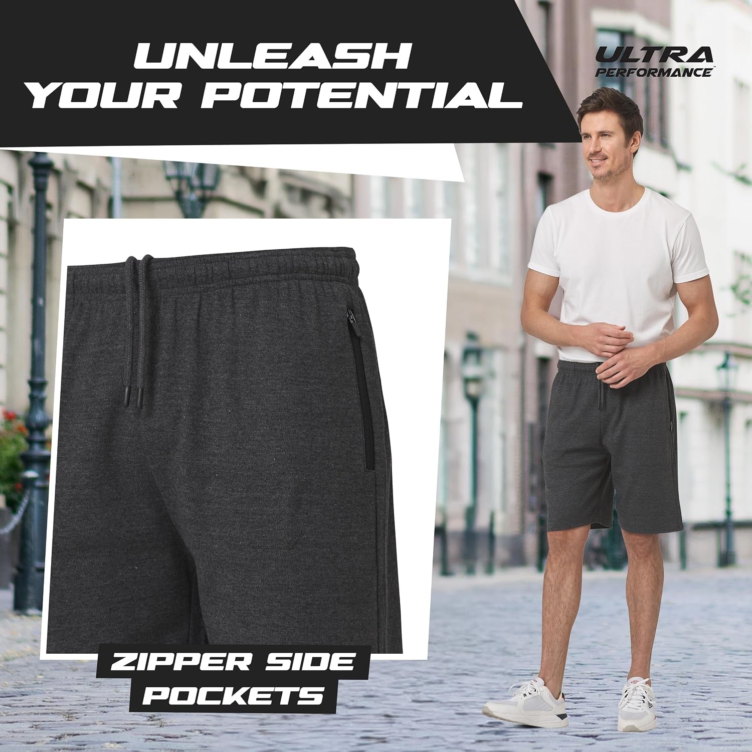 Mens Cotton Shorts 3 Pack Casual Athletic Short for Men