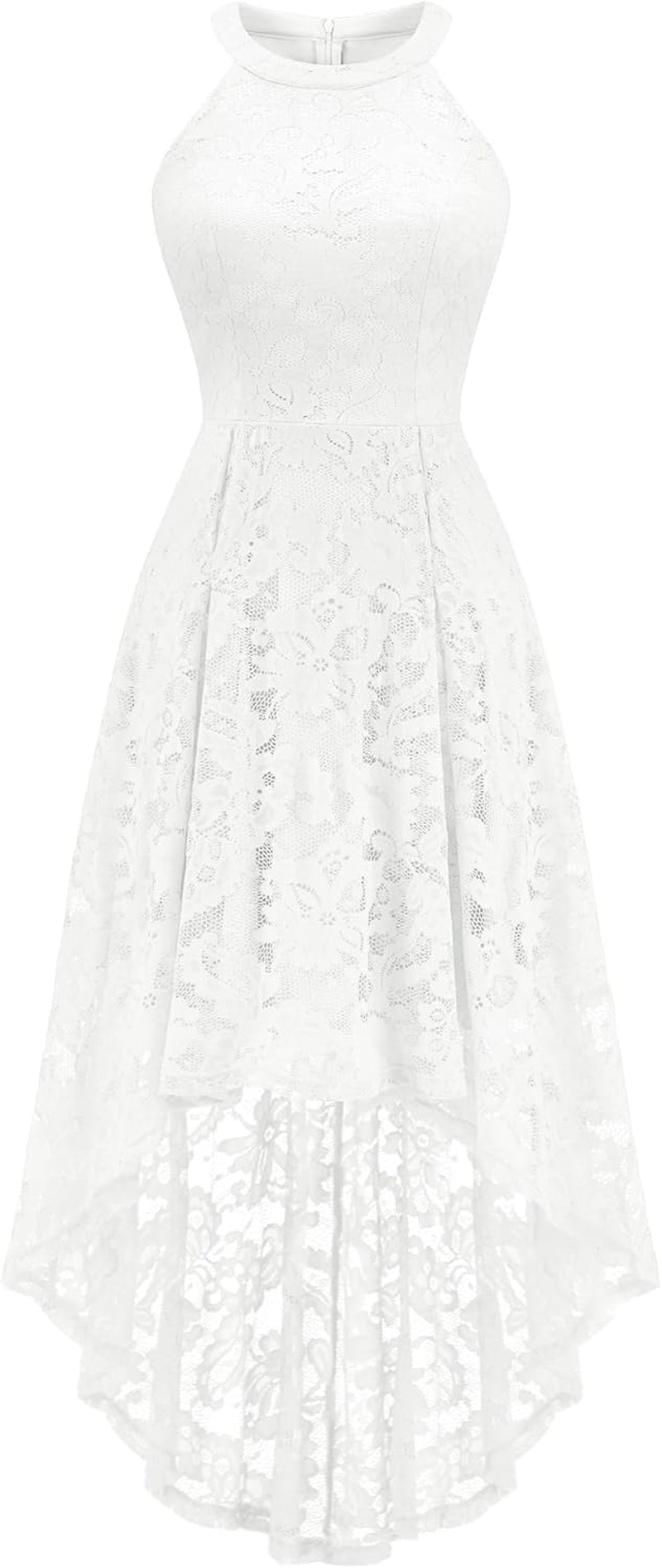 Women Halter Lace Wedding Guest Dress Hi-Lo Cocktail Party Bridesmaid Formal Dresses