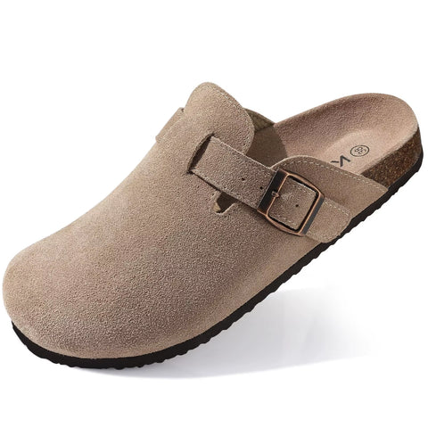 Suede Clogs for Women Men Summer Cork Mules Soft Footbed Sandals with Arch Support New Leisure Fashion Genuine Clogs