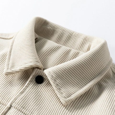 Mens Shirt Jacket Trendy Casual Long Sleeve Button down Corduroy Jackets Fall Winter Shacket Loose Fit Quilted Outerwear with Pockets Beige M