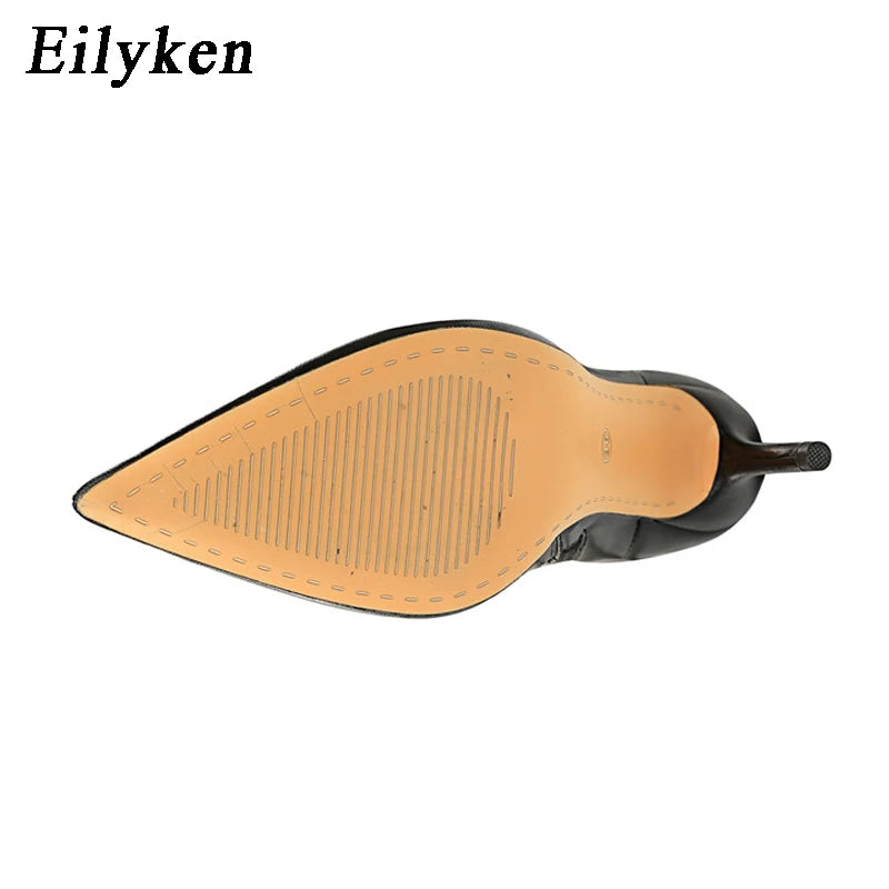 Eilyken Winter Zipper Ankle Boots Women Sexy Stiletto High Heels Shoes Fashion Pointed Toe Party Ladies Pumps