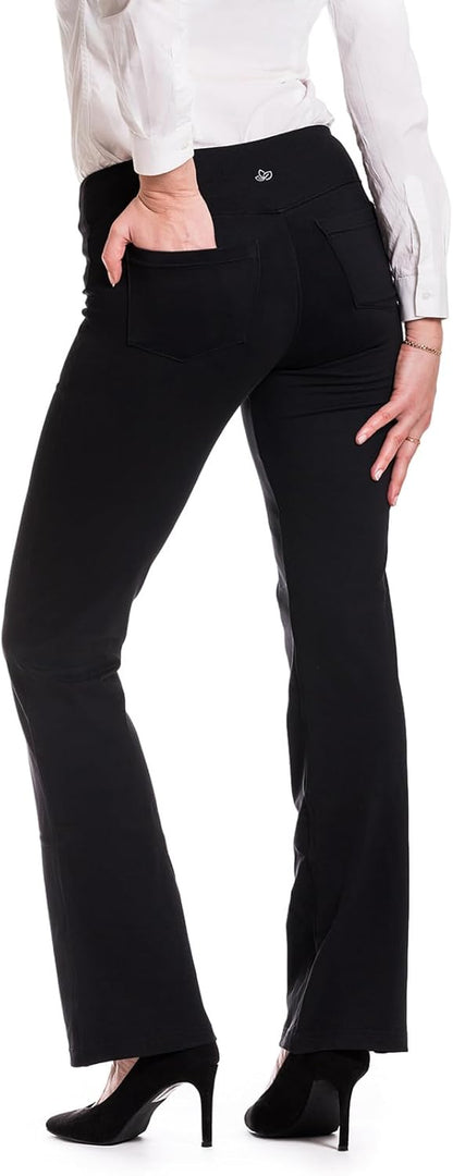 Women'S 5 Pockets Bootcut Flare Yoga Dress Pants for Work, Office & Everyday Wear, Stretch Flare Leggings