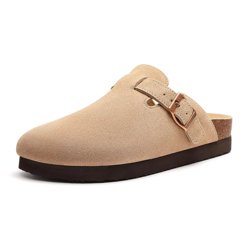Suede Clogs for Women Men Summer Cork Mules Soft Footbed Sandals with Arch Support New Leisure Fashion Genuine Clogs