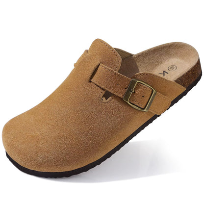 Suede Clogs for Women Men Summer Cork Mules Soft Footbed Sandals with Arch Support New Leisure Fashion Genuine Clogs