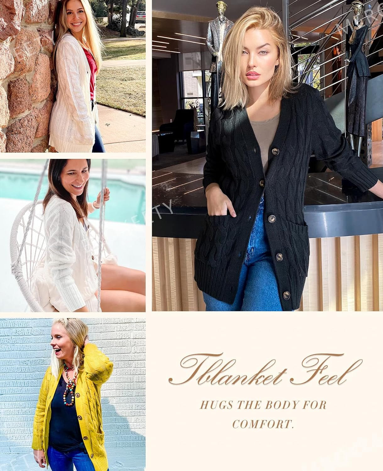 Cardigan Sweaters for Women 2026 Fall Long Sleeve Cable Knit Open Front Button Chunky Trendy Outerwear Coats