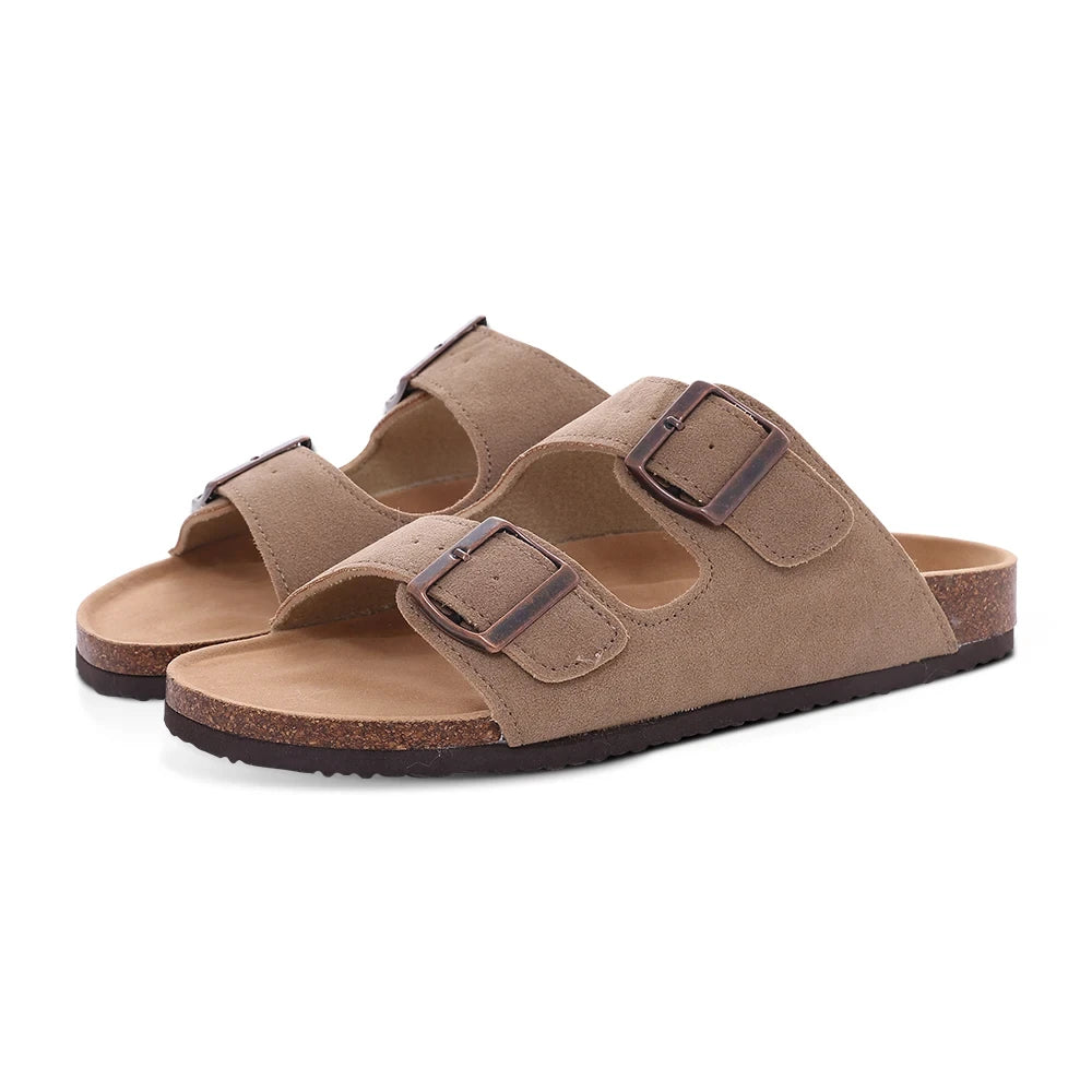 Suede Clogs for Women Men Summer Cork Mules Soft Footbed Sandals with Arch Support New Leisure Fashion Genuine Clogs