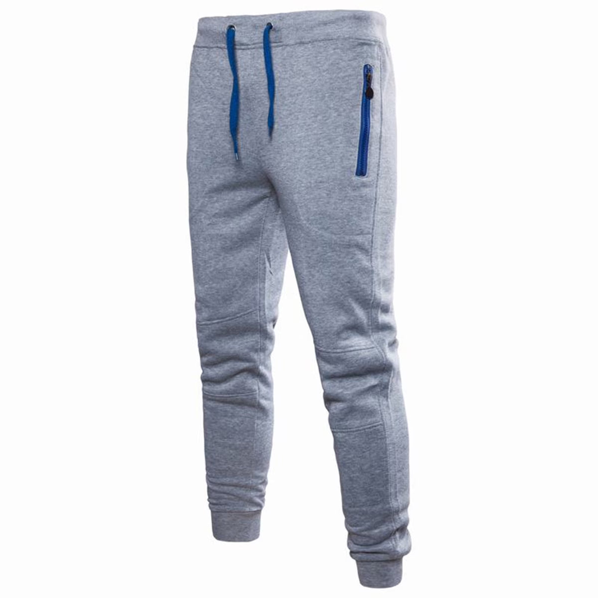 Men'S Solid Drawstring Pants Elastic Waist Tapered Joggers Slim Stretch Sweatpants Zipper Pocket Fitness Trousers Fashion Hippie Regular Fit Fall Winter Outdoor Casual Long Pants