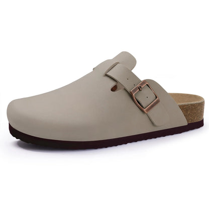Suede Clogs for Women Men Summer Cork Mules Soft Footbed Sandals with Arch Support New Leisure Fashion Genuine Clogs