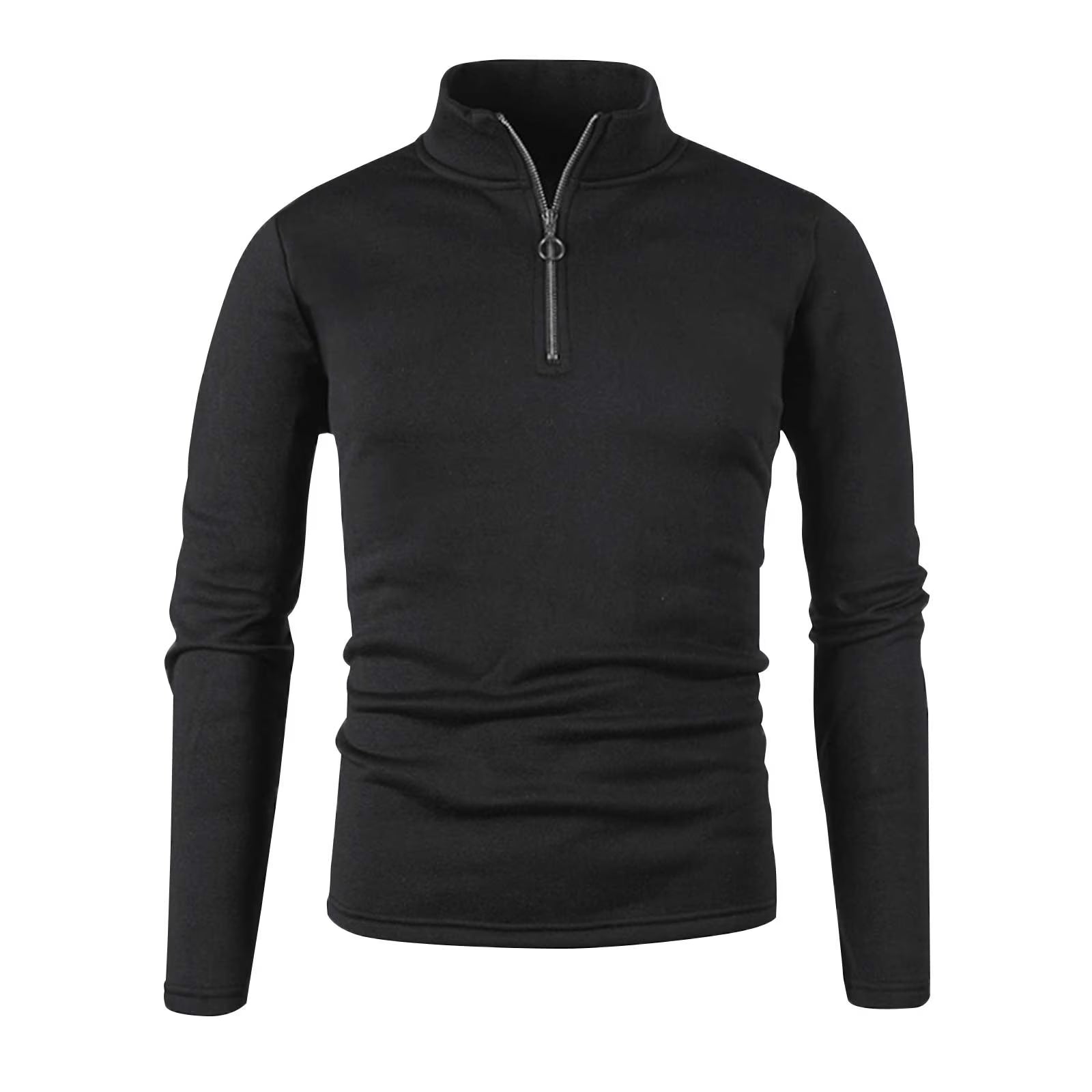 Big and Tall Mens Clothing S-4XL Long Sleeve T-Shirts for Men plus Size Zipper Stand Collar Sweatshirts Casual Solid Pullover Tshirts Shirts