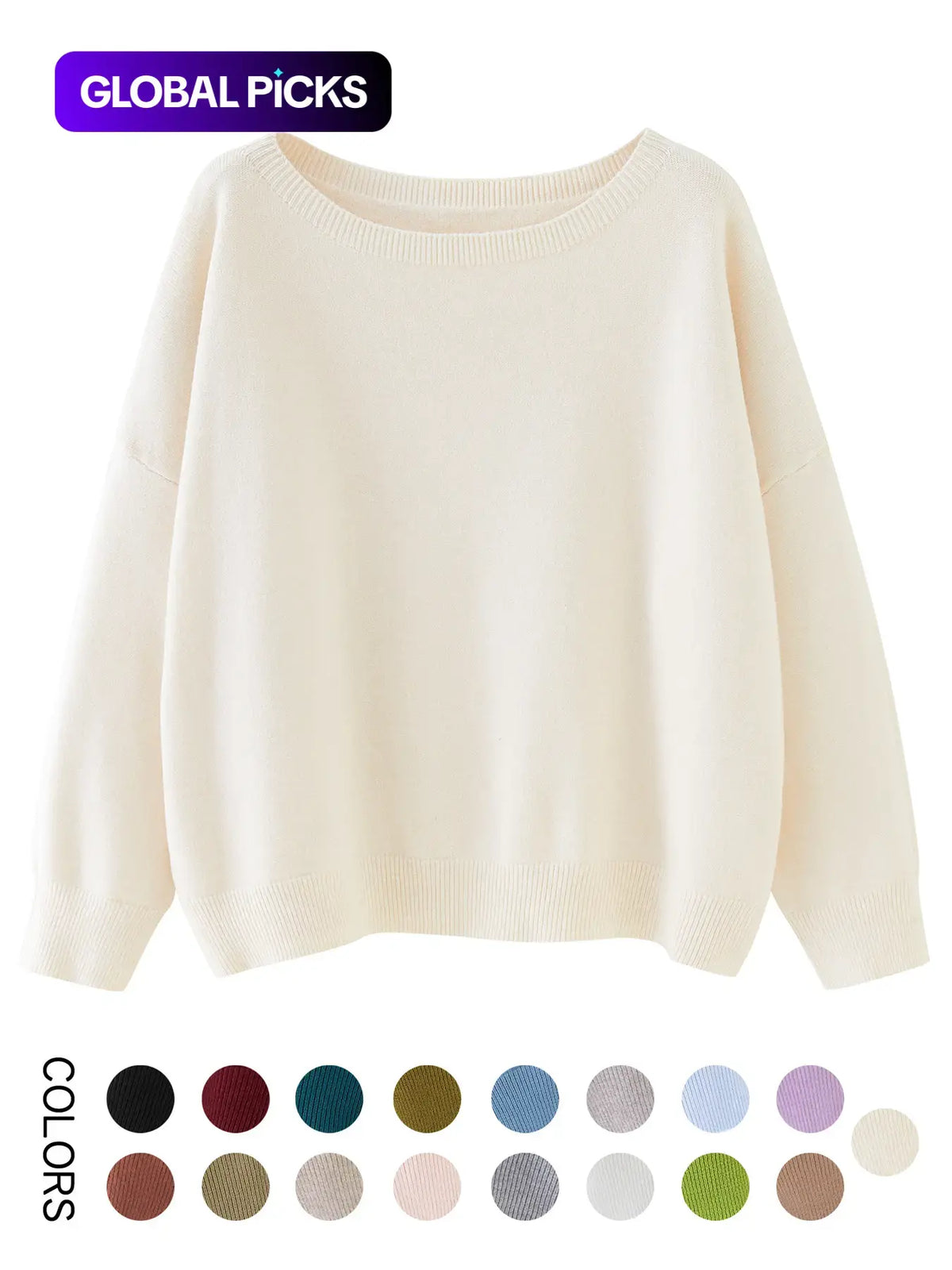 Scoop Neck Knitted Sweater