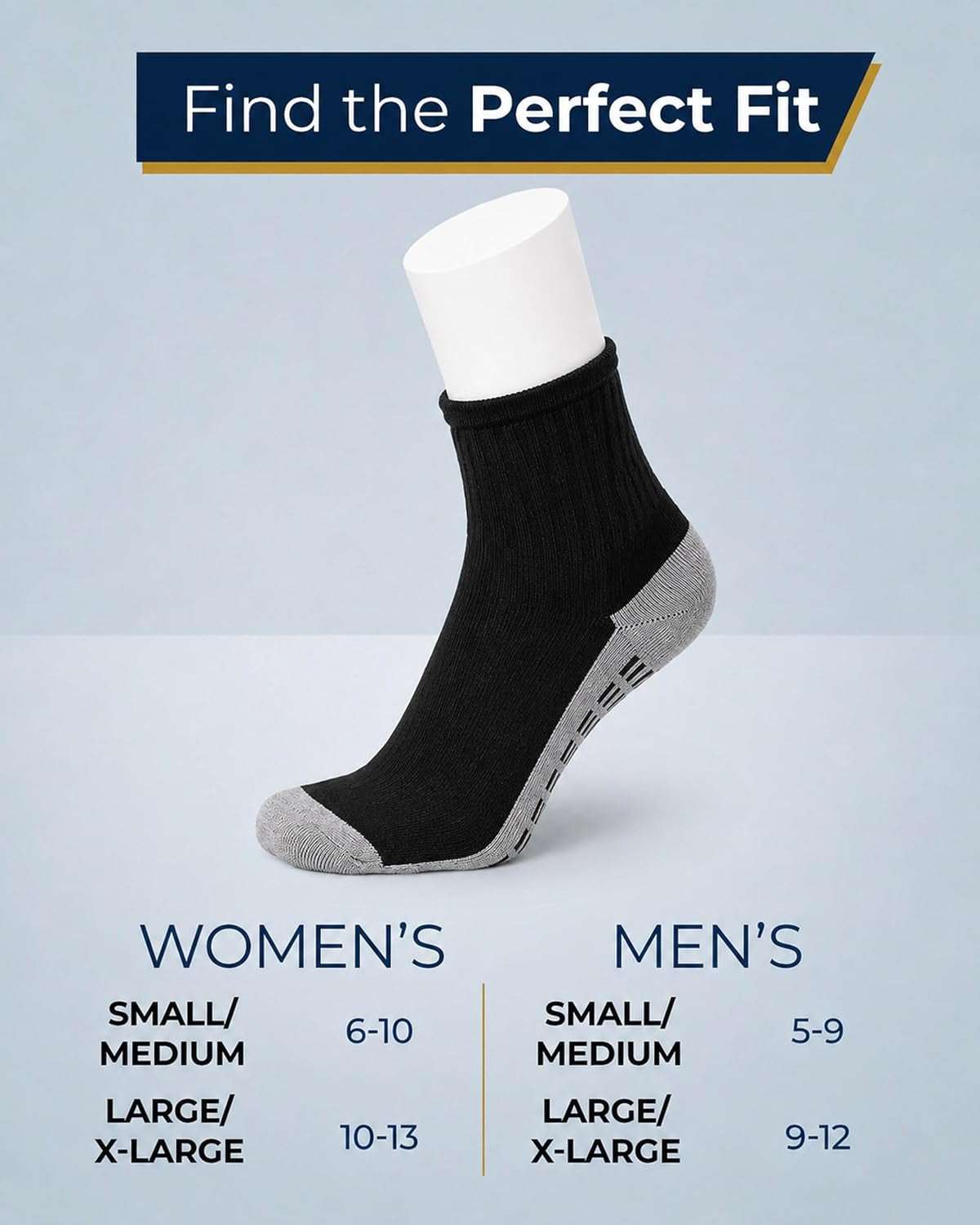 Non Slip Crew Grip Socks Men & Women - 4 Pairs | Non Slip Socks for Elderly, Hospital, Pilates, Yoga, Barre, Home