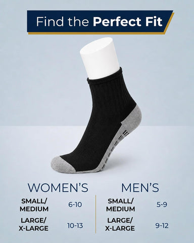 Non Slip Crew Grip Socks Men & Women - 4 Pairs | Non Slip Socks for Elderly, Hospital, Pilates, Yoga, Barre, Home