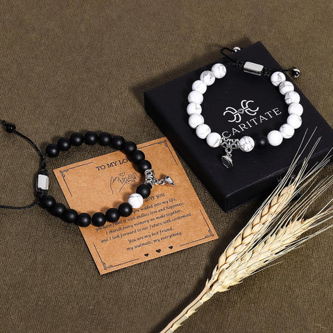 Black Beaded Bracelets for Men Boys: 6Mm Obsidian Onyx Lava Beads Mens Bracelet Set Mens Jewelry - Cool Anniversary Valentines Fathers Birthday Gifts for Him Boyfriend Husband Man Son Dad
