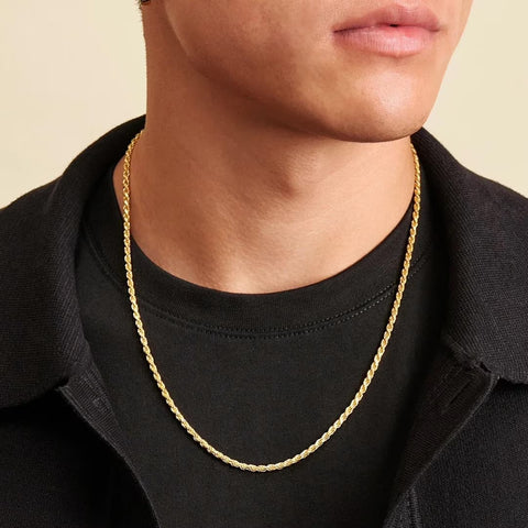 Gold Rope Chain for Men 2.5Mm 3Mm 4Mm 18K Gold Plated Stainless Steel Rope Chain Necklace for Mens Women