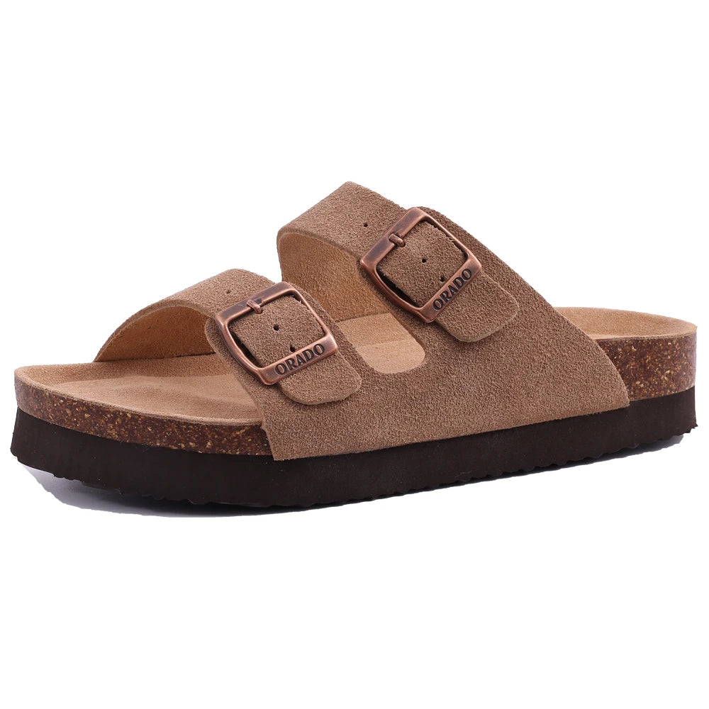 Suede Clogs for Women Men Summer Cork Mules Soft Footbed Sandals with Arch Support New Leisure Fashion Genuine Clogs