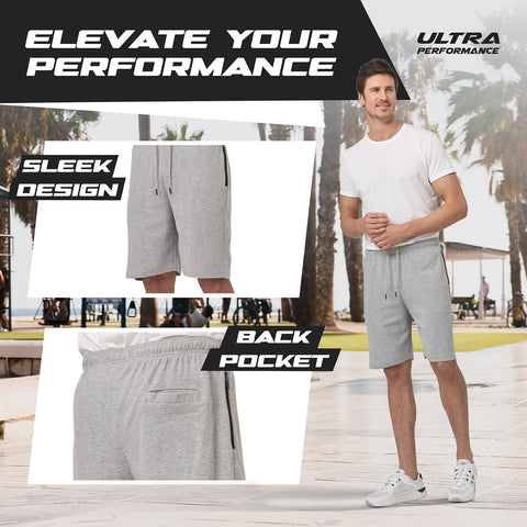 Mens Cotton Shorts 3 Pack Casual Athletic Short for Men