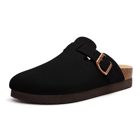 Suede Clogs for Women Men Summer Cork Mules Soft Footbed Sandals with Arch Support New Leisure Fashion Genuine Clogs