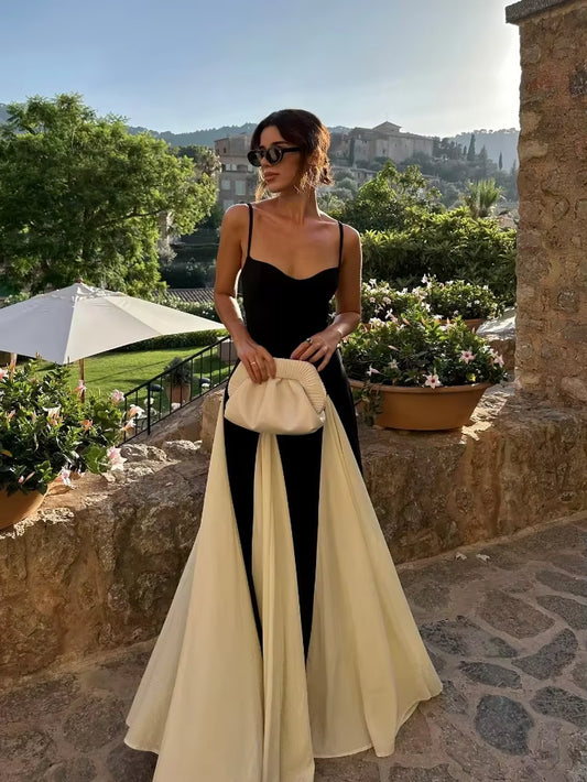 Elegant Pleated Backless Sleeveless Maxi Dress