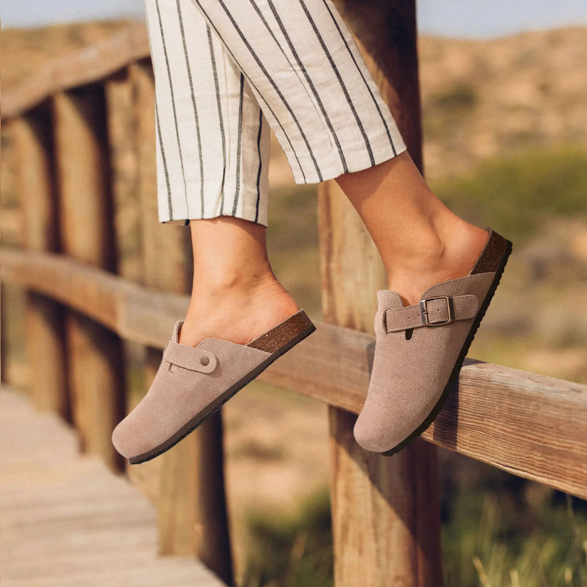 Suede Clogs for Women Men Summer Cork Mules Soft Footbed Sandals with Arch Support New Leisure Fashion Genuine Clogs
