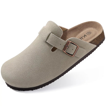Suede Clogs for Women Men Summer Cork Mules Soft Footbed Sandals with Arch Support New Leisure Fashion Genuine Clogs