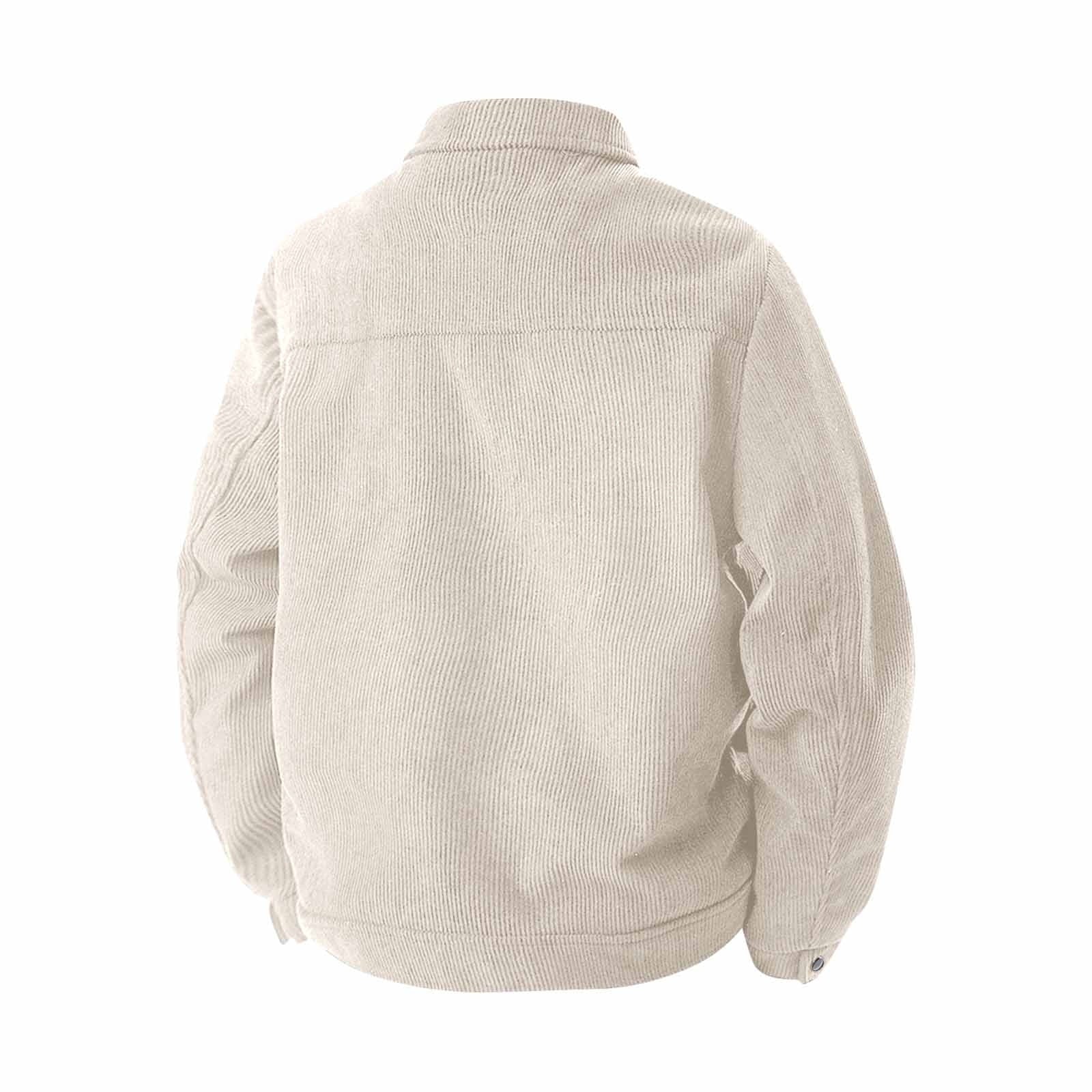 Mens Shirt Jacket Trendy Casual Long Sleeve Button down Corduroy Jackets Fall Winter Shacket Loose Fit Quilted Outerwear with Pockets Beige M
