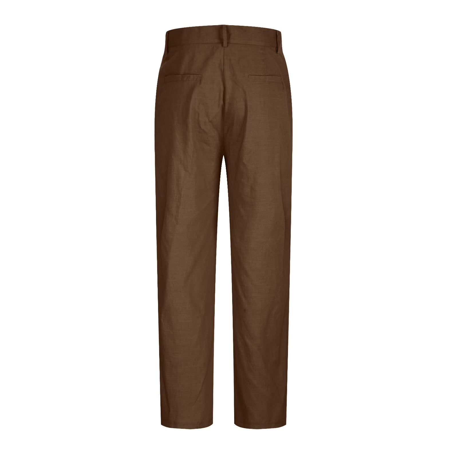 Cotton Linen Pants for Men Pleated Front Trouser Straight Leg Suit Trousers Solid Color Office Trouser Lightweight Linen Pant