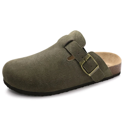 Suede Clogs for Women Men Summer Cork Mules Soft Footbed Sandals with Arch Support New Leisure Fashion Genuine Clogs