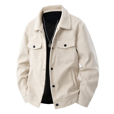 Mens Shirt Jacket Trendy Casual Long Sleeve Button down Corduroy Jackets Fall Winter Shacket Loose Fit Quilted Outerwear with Pockets Beige M