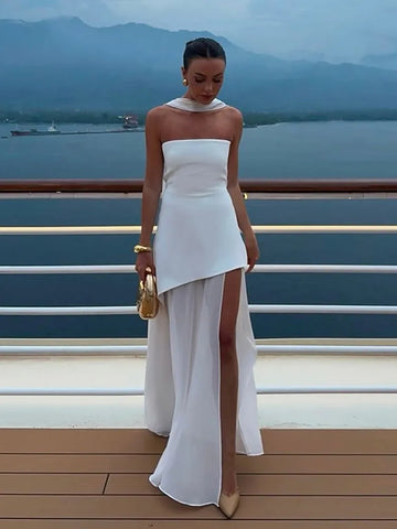 Elegant Pleated Backless Sleeveless Maxi Dress
