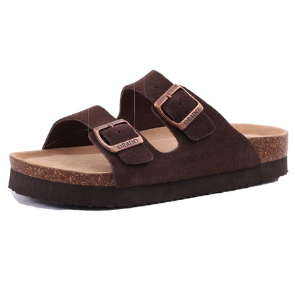 Suede Clogs for Women Men Summer Cork Mules Soft Footbed Sandals with Arch Support New Leisure Fashion Genuine Clogs