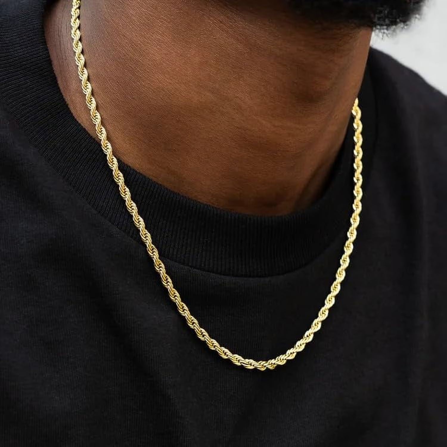 Gold Rope Chain for Men 2.5Mm 3Mm 4Mm 18K Gold Plated Stainless Steel Rope Chain Necklace for Mens Women