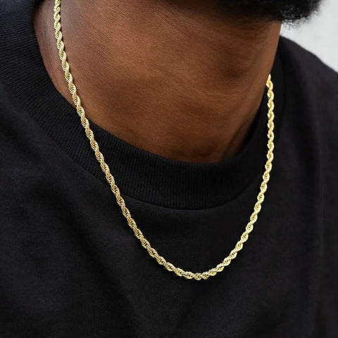Gold Rope Chain for Men 2.5Mm 3Mm 4Mm 18K Gold Plated Stainless Steel Rope Chain Necklace for Mens Women