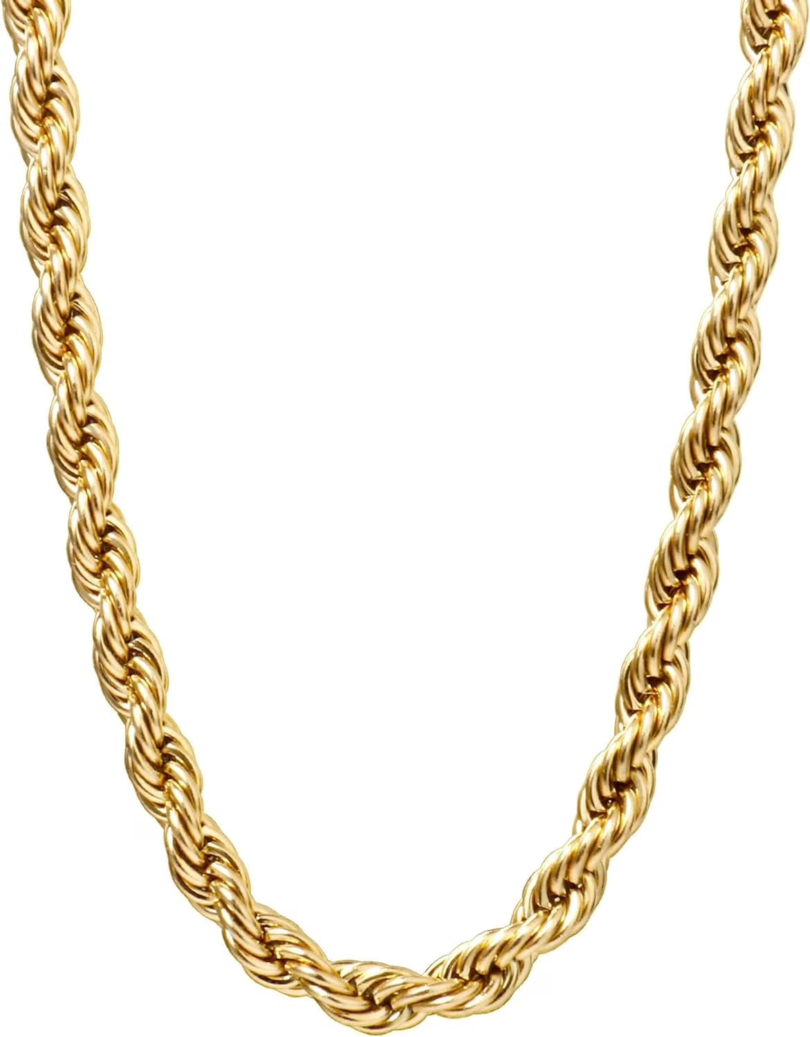 Gold Rope Chain for Men 2.5Mm 3Mm 4Mm 18K Gold Plated Stainless Steel Rope Chain Necklace for Mens Women