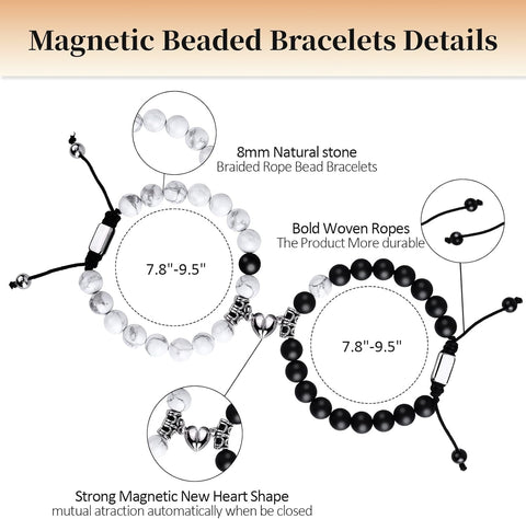 Black Beaded Bracelets for Men Boys: 6Mm Obsidian Onyx Lava Beads Mens Bracelet Set Mens Jewelry - Cool Anniversary Valentines Fathers Birthday Gifts for Him Boyfriend Husband Man Son Dad