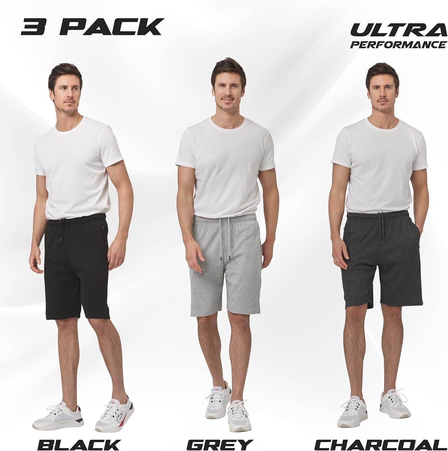 Mens Cotton Shorts 3 Pack Casual Athletic Short for Men